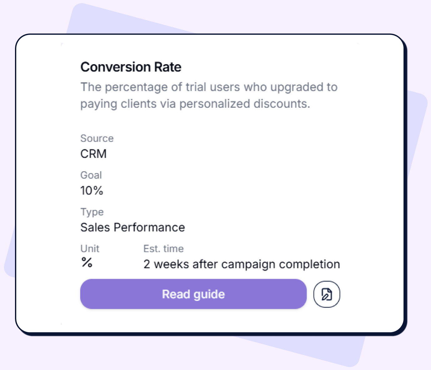 Connect each tactic to a KPI in AskCory